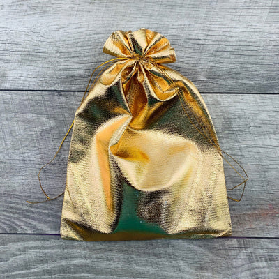 Metallic Gold Organza Bags 10CT 6x9 inch Lip Gloss Bags Drawstring Pouch