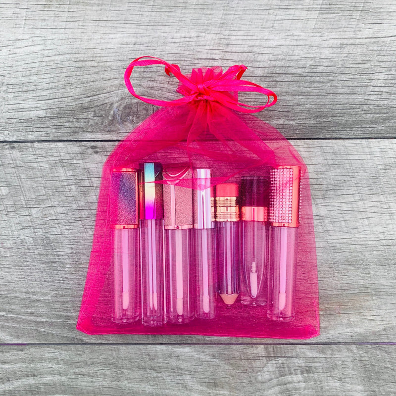 Hot Pink Sheer Organza Bags 10CT 6x9 inch Lip Gloss Bags Drawstring Pouch