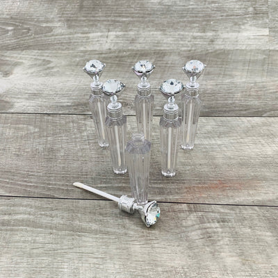 6 Pack - Silver with Diamond Cap 3ml Gloss Tubes - No ProbLlama