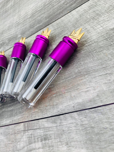 6 Pack - Clear Acrylic 3ml Metallic Purple with Gold Crown Gloss Tubes - No ProbLlama